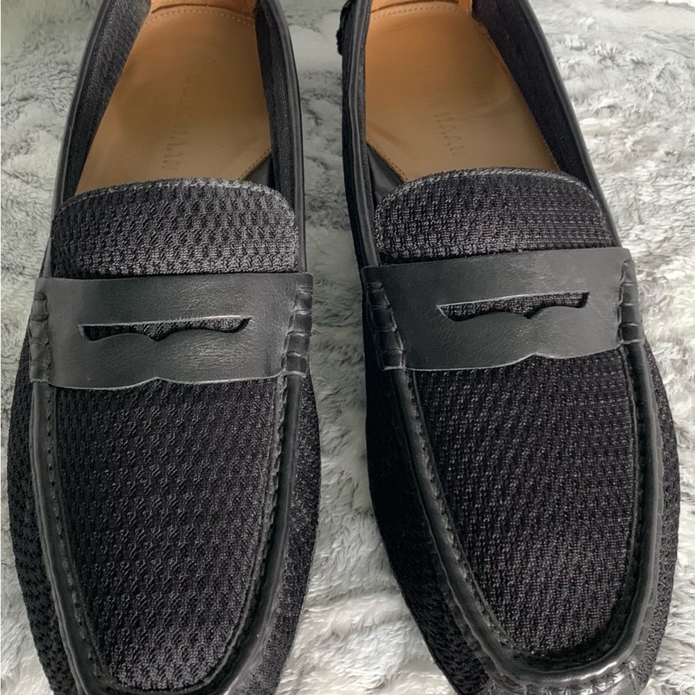 Men's 12 M Cole Haan Resort  Black mesh & leather gommino driving penny Loafers
